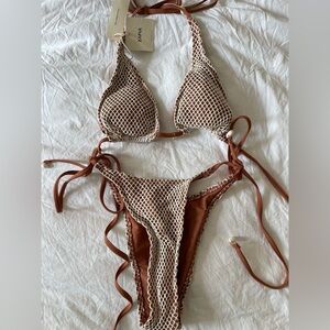 NWT Fishnet Bikini with Shell Detail